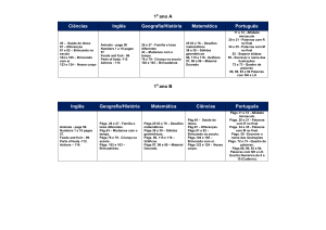 1 ano A 1 ano B Ciências Inglês Geografia/História Matemática