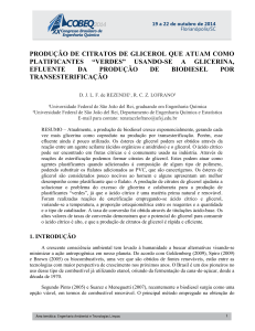 produção de citratos de glicerol que atuam como platificantes
