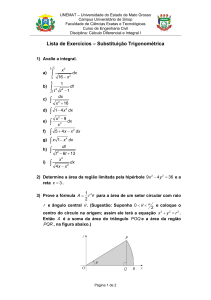 Lista de Exercícios 38 - Substituição Trigonométrica