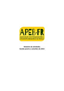 Relatório de atividades Gestão janeiro a setembro de 2015 - APEB-FR