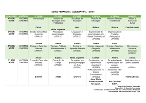 CURSO PEDAGOGIA - LICENCIATURA – 2016/1 SEMESTRE