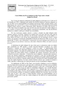 Carta Pública dos Povos Indígenas do Rio Negro sobre a Saúde