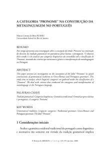 A CATEGORIA “PRONOME” NA CONSTRUÇÃO DA