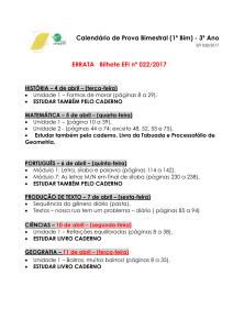 Calendário de Prova Bimestral (1º Bim)