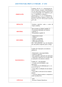 assuntos para prova i unidade – 6º ano