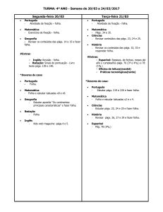 TURMA: 4º ANO - Semana de 20/03 a 24/03/2017 Segunda