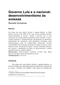 Governo Lula e o nacional- desenvolvimentismo às avessas