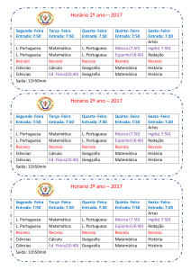 Horário 2º ano - Educandário Eliane Nascimento