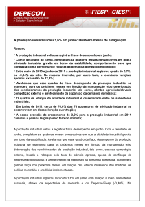 A produção industrial caiu 1,6% em junho: Quatorze meses de