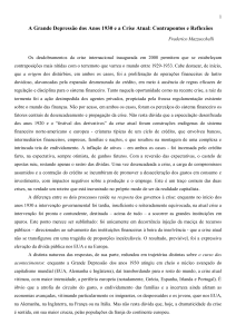 A Grande Depressão dos Anos 1930 e a Crise Atual