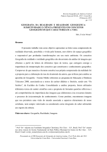 geografia da realidade e realidade geográfica: subjetividade e