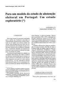 Para um modelo do estudo de abstenção eleitoral em Portugal: Um