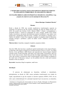 OCUPAÇÕES IRREGULARES EM PEQUENAS CIDADES DA