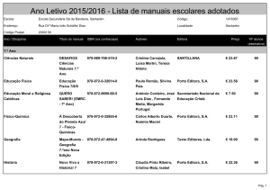 Ano Letivo 2015/2016 - Lista de manuais escolares adotados