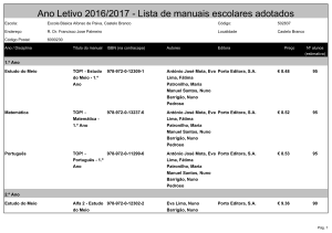 Ano Letivo 2016/2017 - Lista de manuais