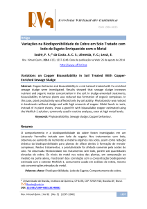 Variações na Biodisponibilidade do Cobre em Solo Tratado com