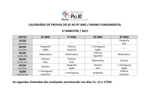 CALENDÁRIO DE PROVAS DO 6º AO 9º ANO