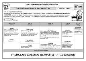 Cronograma de Avaliações do I BIMESTRE – 6º ANO