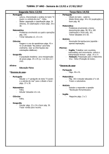 TURMA: 5º ANO - Semana de 13/02 a 17/02/2017 Segunda