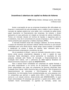Incentivos à abertura de capital na Bolsa de Valores