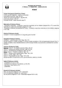 ROTEIRO DE ESTUDOS 1ª PROVA - 2º TRIMESTRE – JUNHO DE