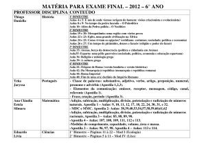 matéria para exame final – 2012 – 6° ano