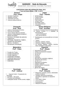 Química Prof. Thiago Ingles Profª – Pâmela Português Profª