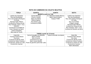 ROTA DO CAMINHÃO DA COLETA SELETIVA