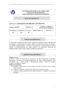 6º Período - Geografia do Brasil - Centro Sul