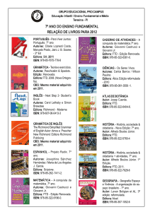 7º ano do ensino fundamental relação de livros para 2012
