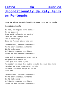 Letra da música Unconditionally da Katy Perry em Português
