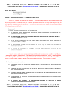 PROVA RESOLVIDA DE LÍNGUA PORTUGUESA DO CONCURSO