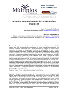 INCIDÊNCIA DA DENGUE NO MUNICÍPIO DE SÃO JOSÉ DO