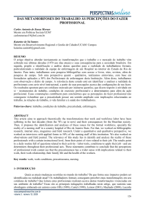 das metamorfoses do trabalho às percepções do fazer profissional