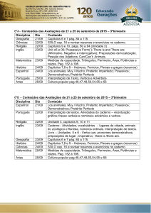 6ºA– Conteúdos das Avaliações de 21 a 25 de setembro de 2015