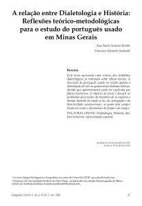 A relação entre Dialetologia e História: Reflexões teórico