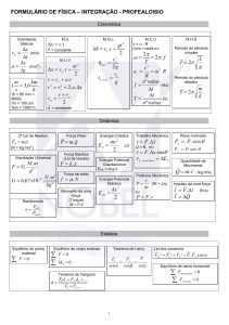 Formulas de Fisica - Colégio Integração / Assis Chateaubriand
