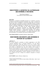 Discutindo a questão da alteridade em Husserl e Ricoeur