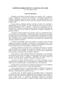 Carta de Brasília - Simpósio sobre política nacional de saúde, 2005