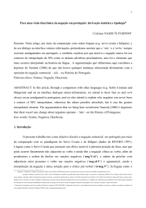 não dá para desprezar o caráter peculiar da negação frente aos