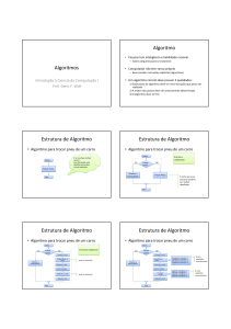 Algoritmos Algoritmo Estrutura de Algoritmo Estrutura de Algoritmo