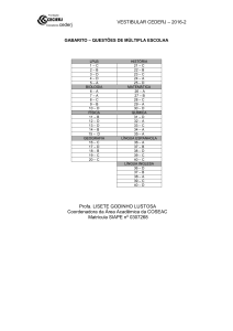 GABARITO – QUESTÕES DE MÚLTIPLA ESCOLHA