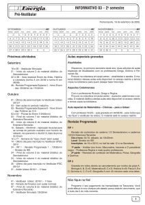 INFORMATIVO 03 – 2o semestre Pré-Vestibular