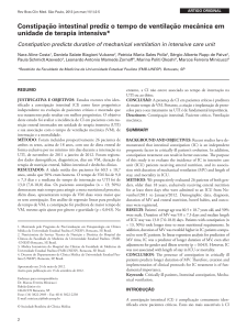 Constipação intestinal prediz o tempo de ventilação mecânica em