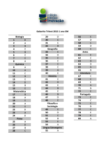 Gabarito Tritest 2015 1 ano EM Biologia 1 D 2 A 3 B 4 E 5 B 6 E 7 E