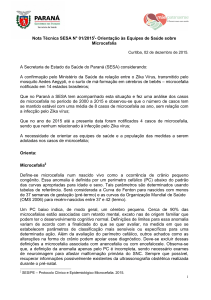 Nota Técnica SESA N° 01/2015 - Orientação às Equipes de Saúde