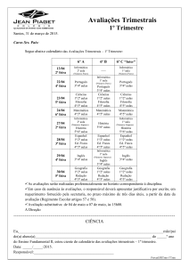 Avaliações Trimestrais 1º Trimestre