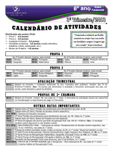 prova 1 prova 2 avaliação trimestral provas de 2ª chamada outras