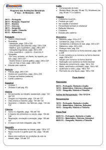 Programa das Avaliações Bimestrais 4º Ano – IV Bimestre – 2014