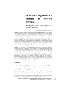 O Sistema Hegeliano e a Questão da Filosofia Primeira